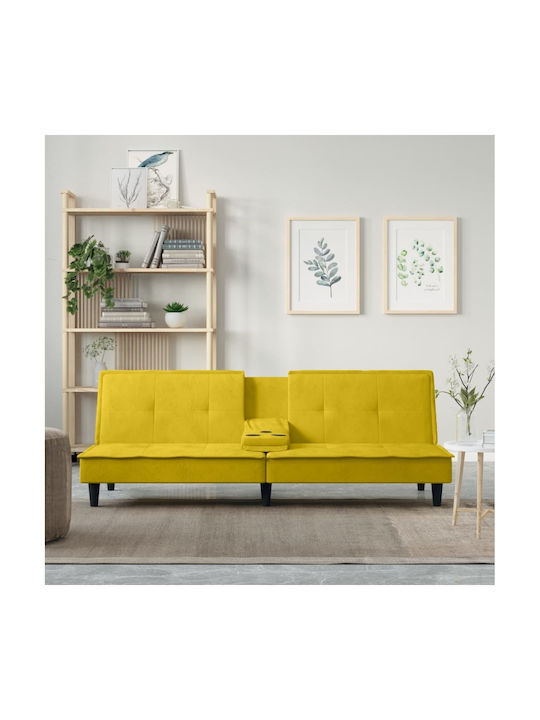 Dreisitzer Sofa Schlafsofa Samt Gelb 200x89x70cm