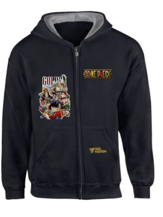 Fleece Kids Sweatshirt Cardigan with Hood and Pockets Black