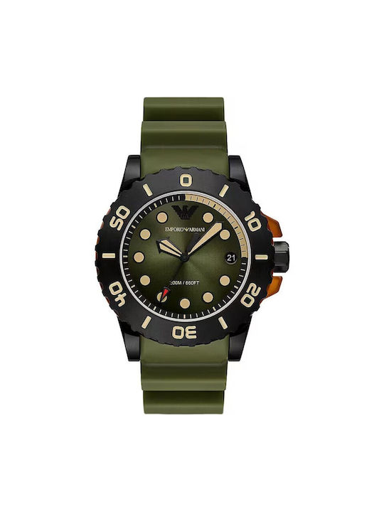 Emporio Armani Watch Battery with Green Rubber Strap