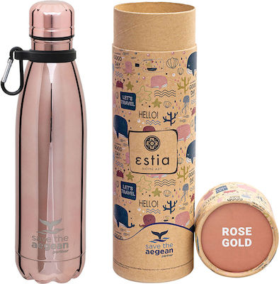 Estia Travel Flask Save Aegean Bottle Thermos Stainless Steel BPA Free Rose Gold 500ml