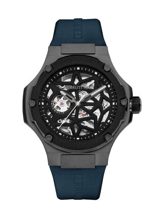 Lucardo Men's Watch 44mm Automatic with Blue Rubber Strap