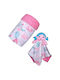 Morven Decke Wickeltücher für Kinderzimmer Σετ με Πανάκι Παρηγοριάς Vlies Rosa mit Tierchen 70x100cm