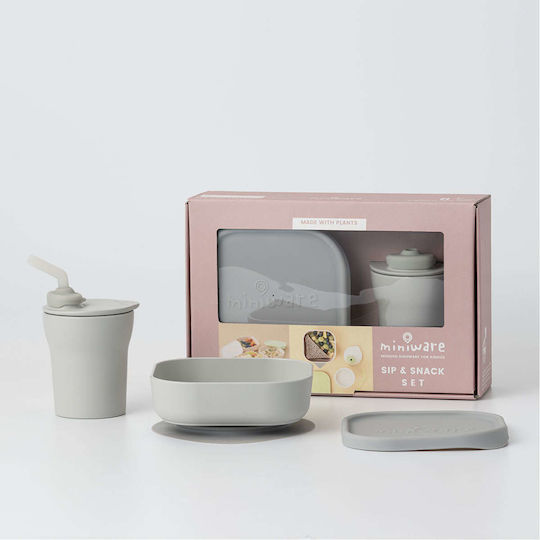Miniware Set Essgeschirr aus Silikon Gray 2Stück