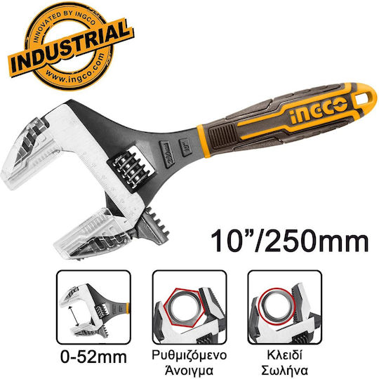 Ingco French Wrench with Adjustable Opening 52mm and Anti-Slip Handle 250mm