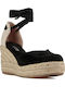 Women's Suede Platform Espadrilles Black