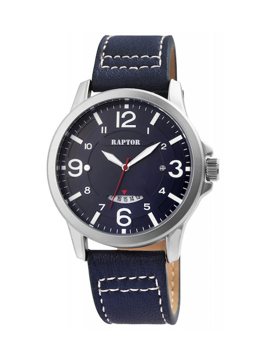 Raptor Watch Battery with Blue Leather Strap