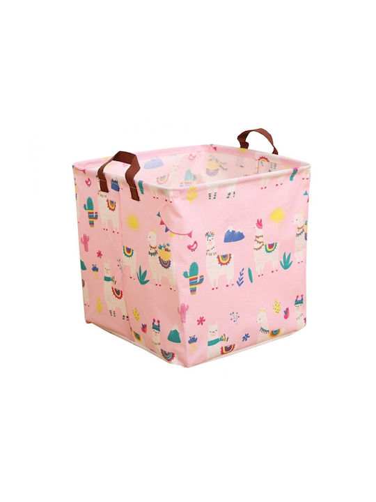 ecarla Children's Storage Basket made of Fabric Lama Pink 31x31x31cm 1pcs