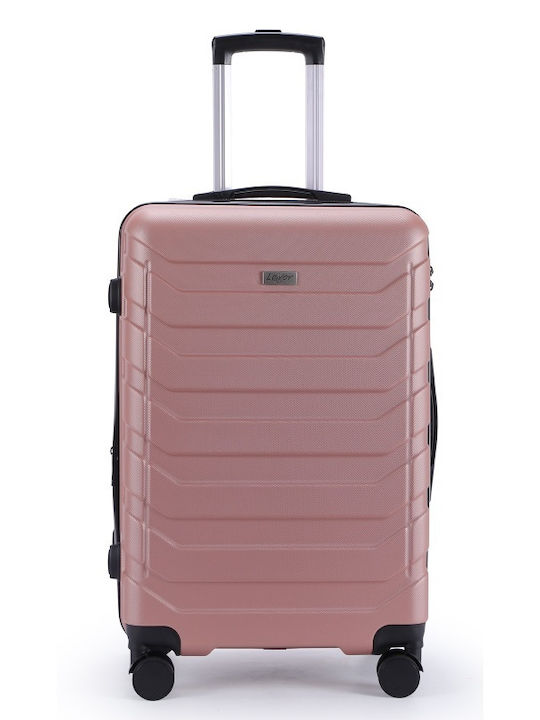 Lavor Large Hard Pink Travel Suitcase with 4 Wh...