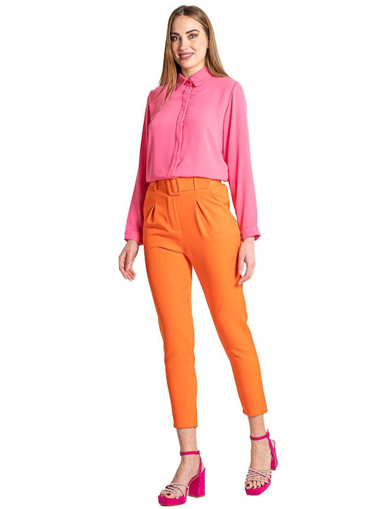 InShoes Women's Fabric Trousers Orange