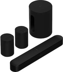 Sonos Immersive Set Home Cinema Speaker Set 5.1 WiFi (Built-In) Dolby Atmos with Wireless Speaker Black Beam (Gen2) & Sub Mini & 2x Era100