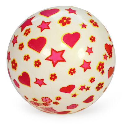 Μπάλα πλαστική με αστέρια και καρδιές 18cm - DS-PV406C