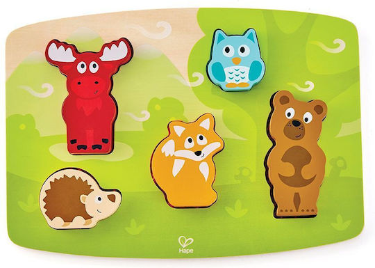 Lemnos Puzzle pentru Copii cu Îmbinări Animale Sălbatice pentru 2+ ani+ Ani 5buc Hape