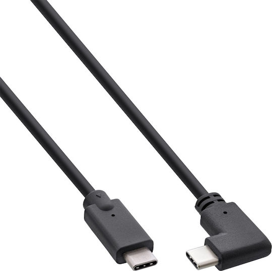 InLine Angle (90°) USB 3.2 Cable USB-C male - USB-C 100W PD Μαύρο 0.5m 35706W