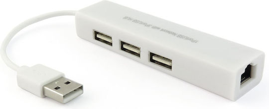 Brand USB Hub 3 Ports USB 2.0 with USB-A Connection White