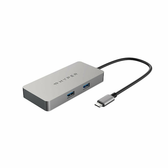Targus HyperDrive USB-C Stație de andocare cu HDMI 4K Ethernet și conexiune 2 monitoare Gri