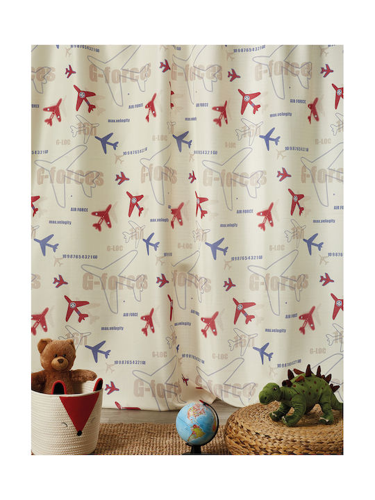 Whitegg Kids Rod Pocket Curtain Αεροπλανάκι Ecru 260x280cm
