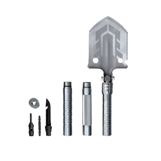 Überlebensset mit Schaufel 68cm mit Messer, Säge & Wunderkerze