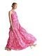 Ale - The Non Usual Casual Καλοκαιρινό Maxi Φόρεμα για Γάμο / Βάπτιση Ροζ