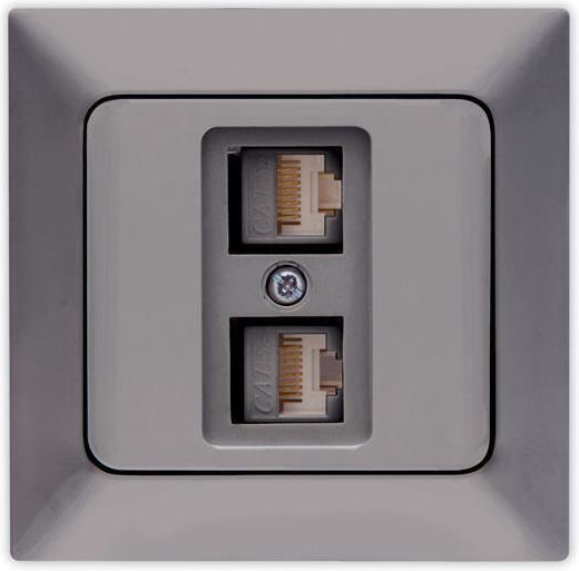 Eurolamp Телефонен контакт с рамка Двойна в Бял цвят 152-20052