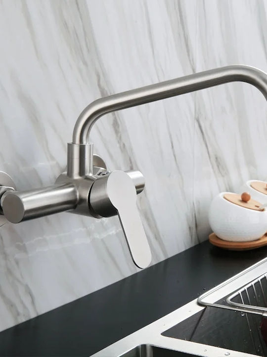 304 Loggio Kitchen Faucet Wall Inox Silver