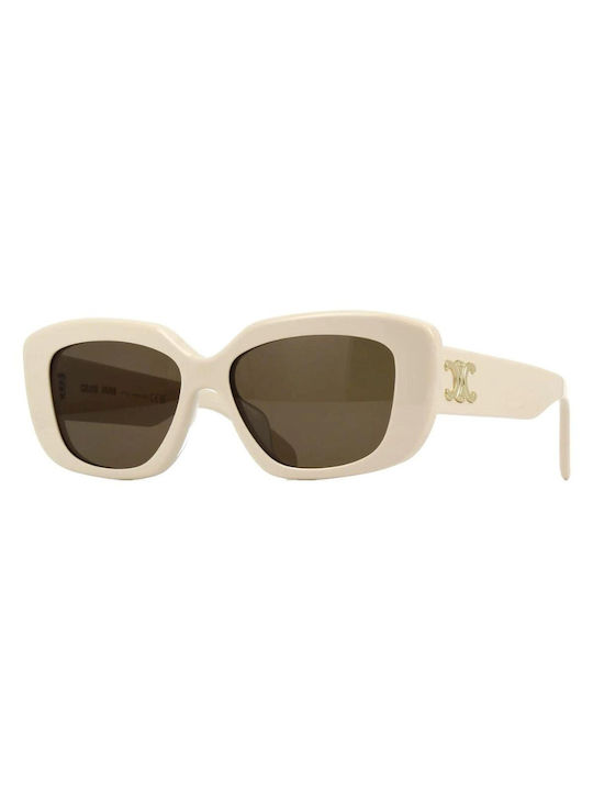 Celine Дамски Слънчеви очила с Бял Пластмасов Рамка и Кафяв Леща CL40216U-25E
