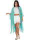 Silia D Women's Maxi Kimono Beachwear Turquoise