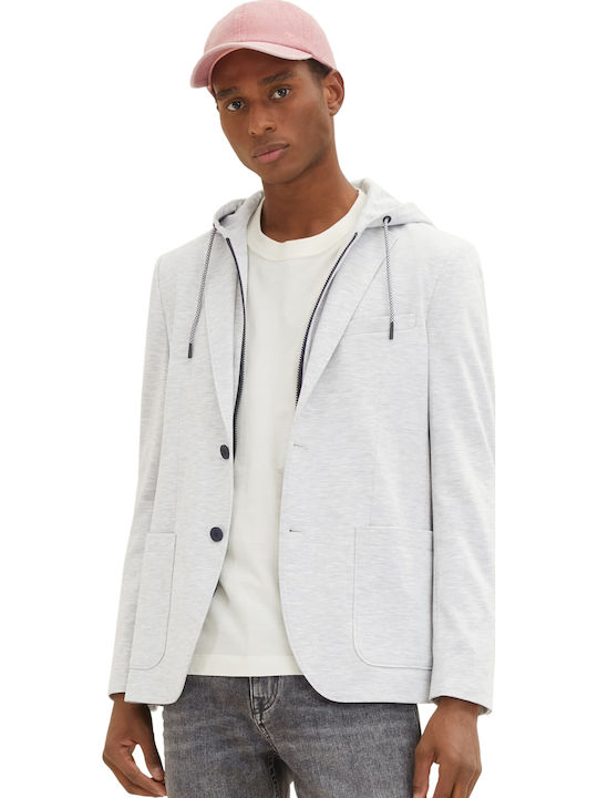 Men's Cardigan with Buttons and Hood Gray