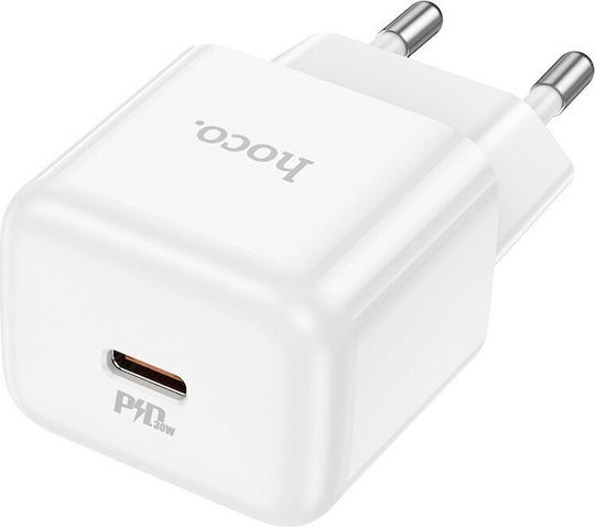 Hoco Ladegerät ohne Kabel mit USB-C Anschluss 30W Stromlieferung Weißs (N32 Glory)