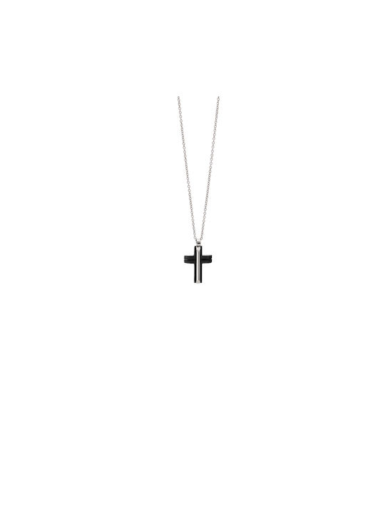 Visetti Black Men's Cross from Steel with Chain