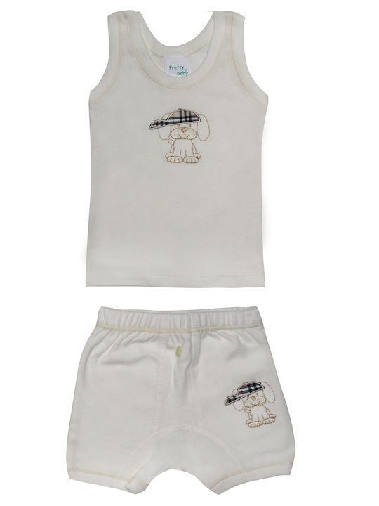 Pretty Baby Kids Boxers and Tank Top Set White 2pcs