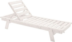 Wooden Single Lounge Chair Lonel White 71x200x33cm