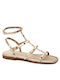 Flache Sandalen für Damen mit Riemen Platin