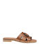 Leder Flache Sandalen für Damen Anatomisch in Tabac Braun Farbe