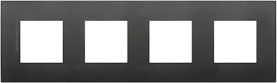 Vimar Horizontal Switch Frame 4-Slots Black 19669.AB.71