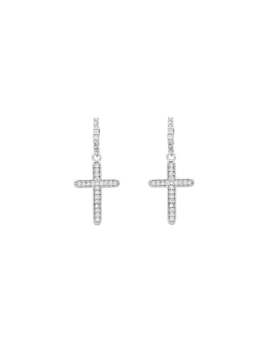 Cross Earrings Silver Brass Cross Earrings