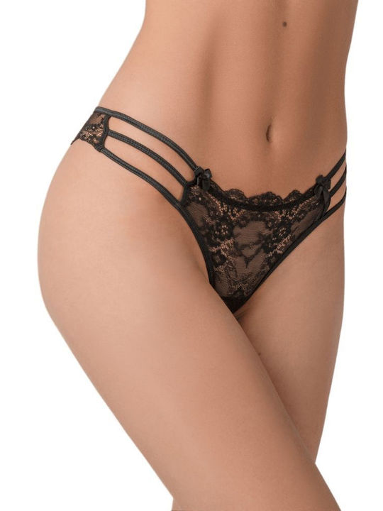 Milena by Paris Damen Brasilien Nahtlos mit Spitze Schwarz