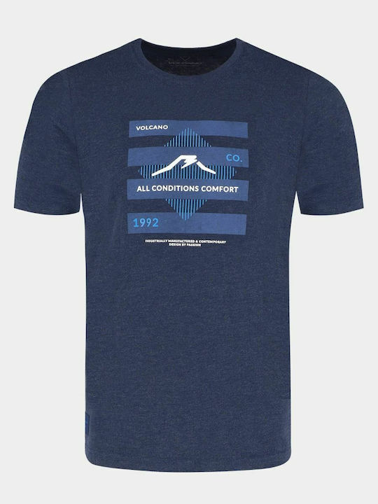 Volcano T-STEMP Bedrucktes T-Shirt für Männer - Navy