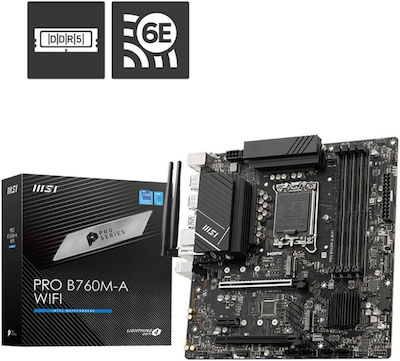 MSI Pro B760M-A WIFI Motherboard Micro ATX με Intel 1700 Socket