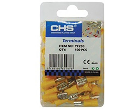 CHS Terminale electrice cu sertar cu izolație Galben (01.036.0487) în set de 100buc