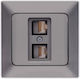 Eurolamp Διπλή Πρίζα Δικτύου RJ45 με Πλαίσιο Τύπου Cat6 σε Γκρι Χρώμα 152-20153