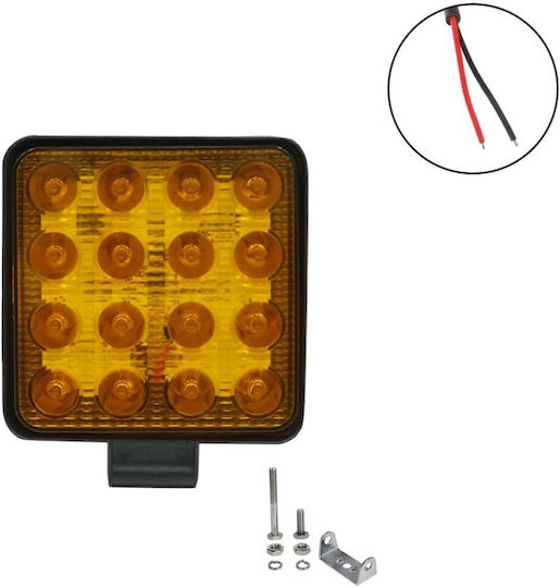 Factory Pătratς Rezistent la apă Faruri Auto LED 12V 48W 10.5cm cu Portocaliu Iluminare 1buc