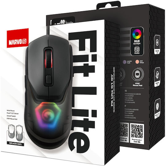 Marvo Fit Lite RGB Gaming Gaming Maus 12000 DPI Schwarz