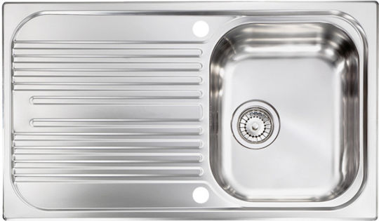 Sanitec Atlantic Drop-In Küchenspüle Rechts Inox Gebürstetes Finish M86xB50cm Silber