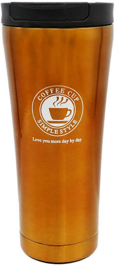 Factory Glass Thermos Stainless Steel 500ml Gold with Mouthpiece
