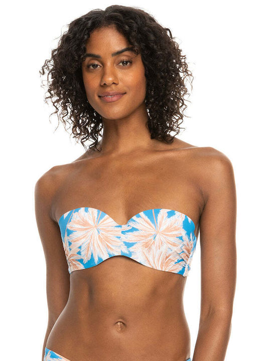 Roxy Strapless Bikini Love Beach Vibe Light Blue Floral