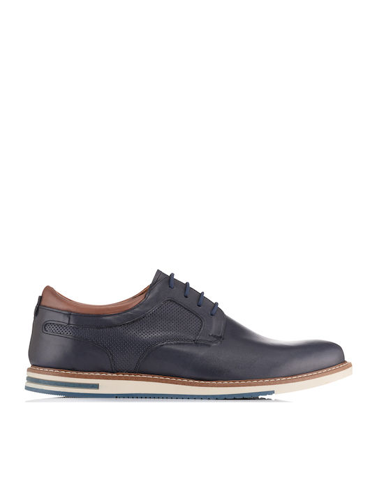 Antonio Shoes Men's Leather Casual Shoes Blue/W...