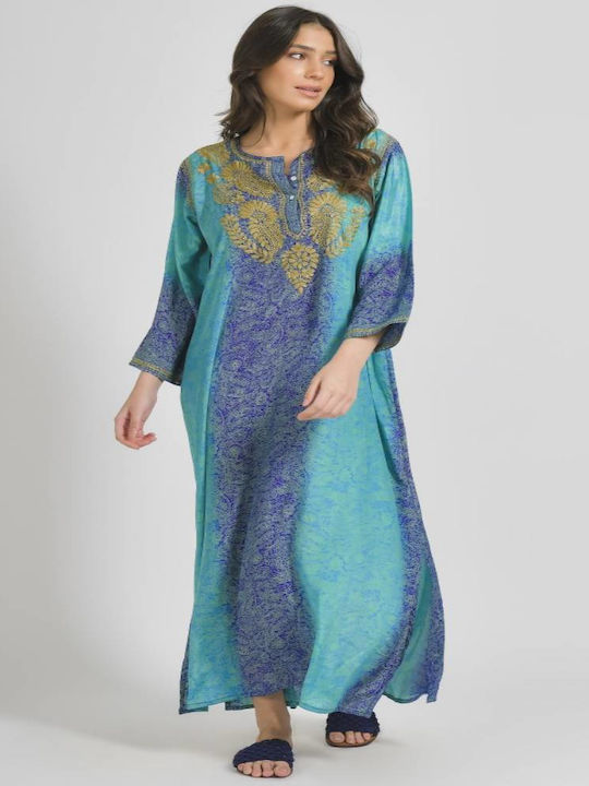 Ble Resort Collection Feminin Lung Caftan de Plajă Verde