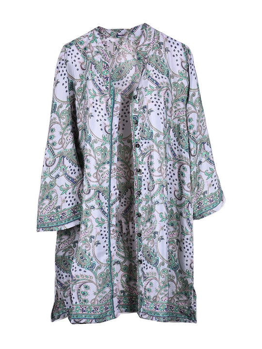 Caftan shirt with boho boho lilies