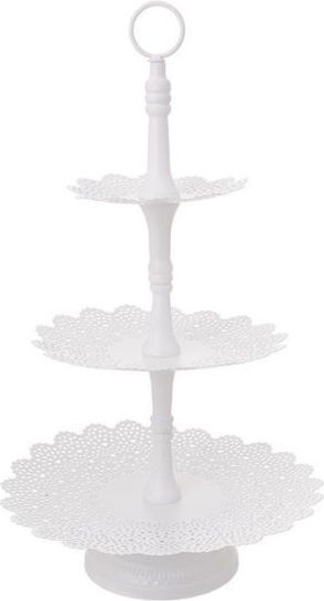 Inart Metalic Etajeră 3 niveluri Albă L31xl31xH53cm 1buc