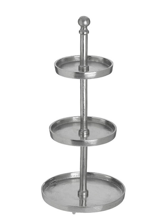 Inart Μεταλλική Εταζέρα 3 Ορόφων Ασημί Ø21xY21cm Π21xΜ21xΥ21cm